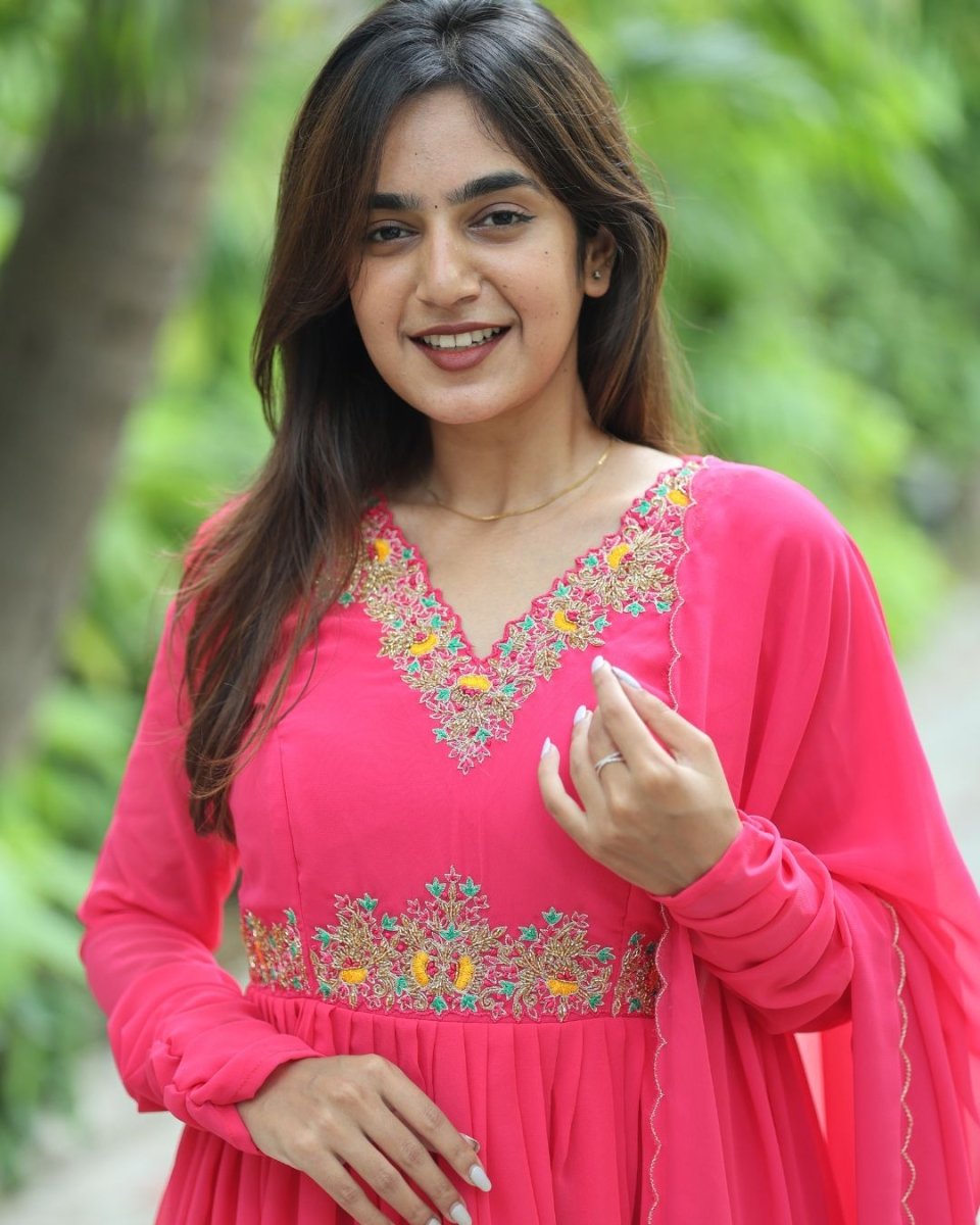Anvi - Pink floor length gown and duppata | Petals Chennai - Petals Chennai