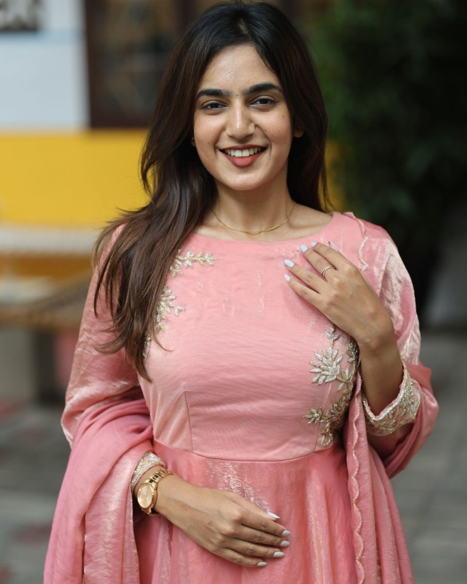 Ira - Peach floor length gown and duppata | Petals Chennai - Petals Chennai