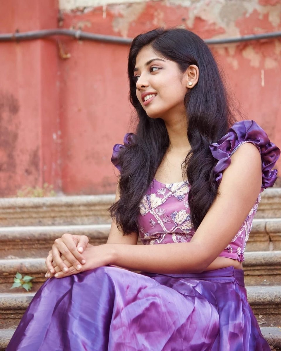 Purple embroidered crop top and skirt | Petals Chennai - Petals Chennai