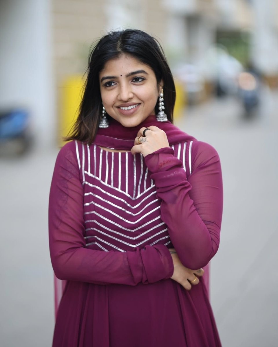 Rhea - Wine floor length gown and duppata | Petals Chennai - Petals Chennai