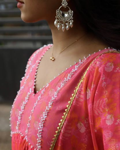 Reena-Vibrant pink alia cut anarkali gown | Petals Chennai
