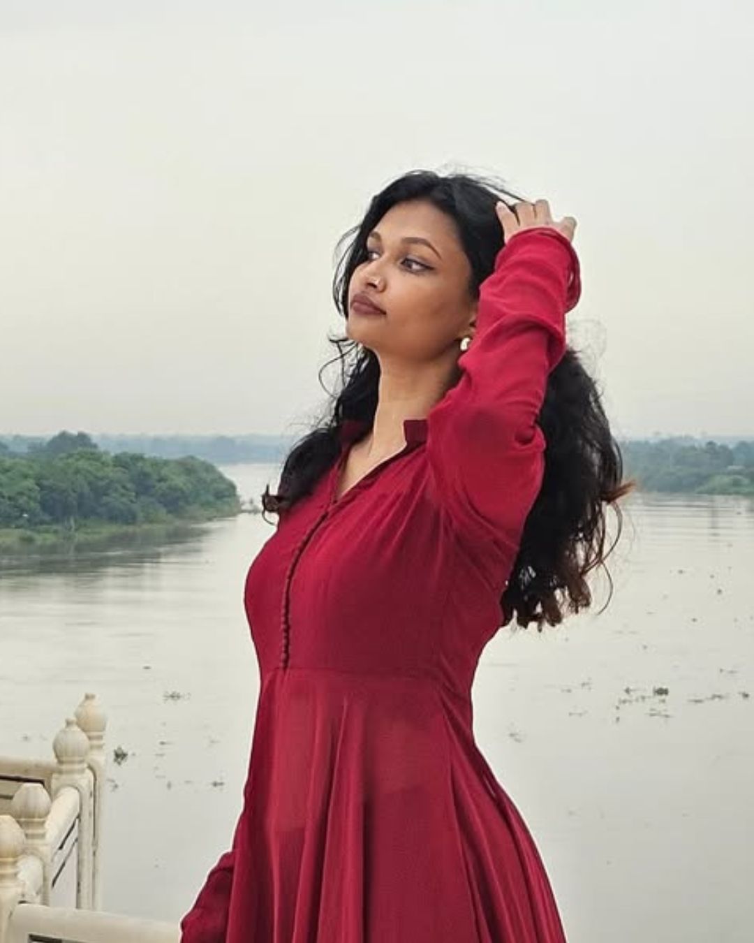 Mumtaz - Maroon Dual Layer Gown with Dupatta | Petals Chennai
