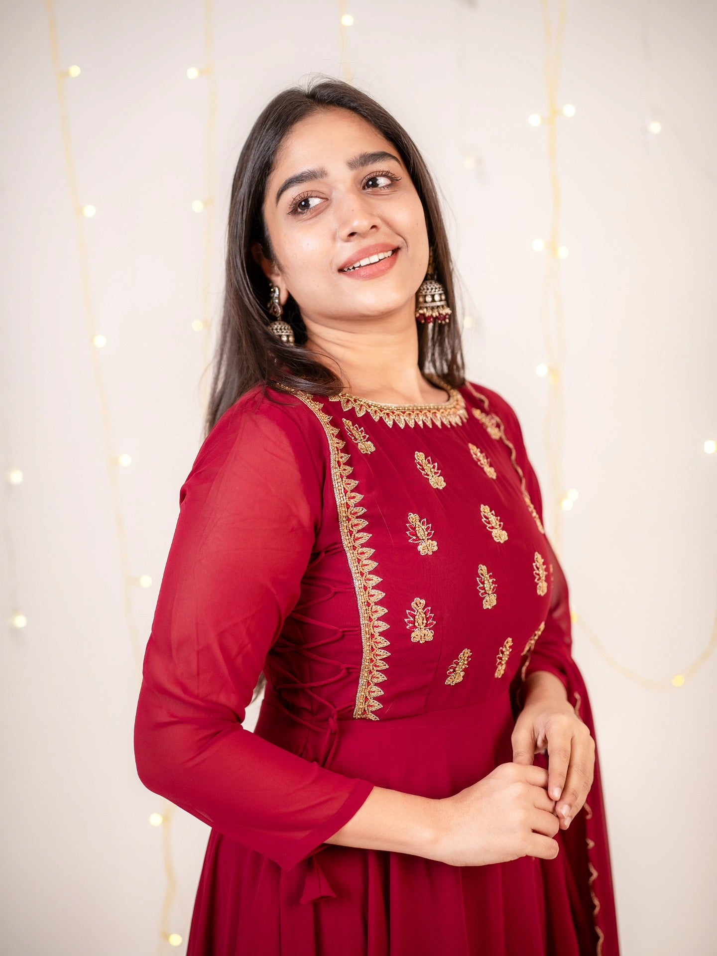 Hanah - Maroon floor length gown and duppata