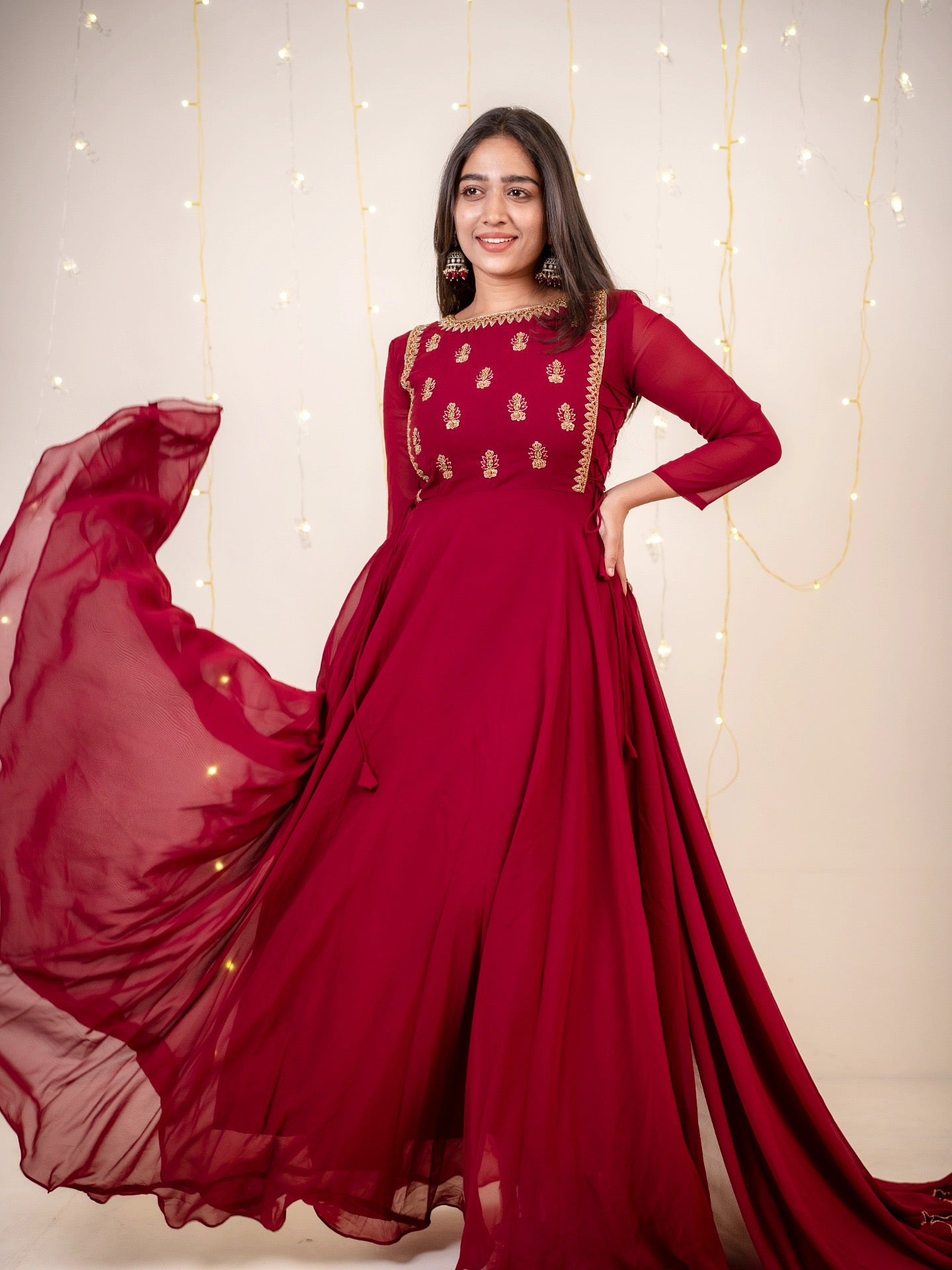 Hanah - Maroon floor length gown and duppata