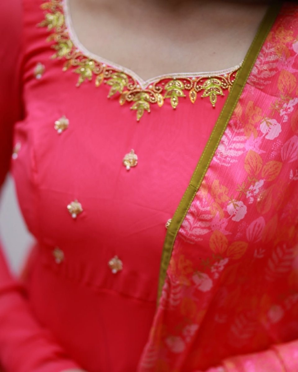 Rani pink anarkali kurta and duppata | Petals Chennai - Petals Chennai